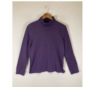 Classic Hasting & Smith Women M Purple Cotton Blend Long Sleeve Turtleneck Top